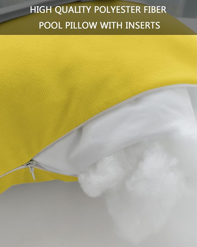 Outdoor Pillows Covers with Inserts Pure Yellow Solid Color Waterproof Recliner Pillow with Adjustable Strap Throw Pillows for Patio Furniture Pool Lounge Chair, 11x16 inch, 1PCS