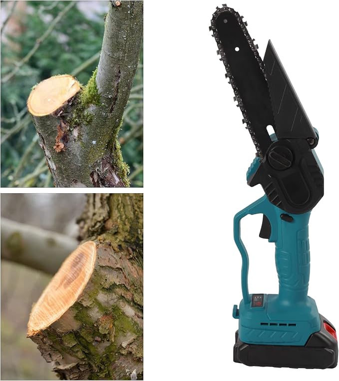 2-in-1 Mini Chainsaw Cordless Pole Saw, Cordless Mini Chainsaw Battery Powered with 2 Batteries,Electric Small Chainsaw with Extension Rod, Multifunctional Chainsaw for Wood Cutting, Trimming