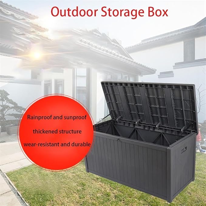 Outdoor Storage Box - Lockable Garden Rooftop Organizer, Patio Balcony Tool Box, Durable End Table Storage Cabinet,Brown