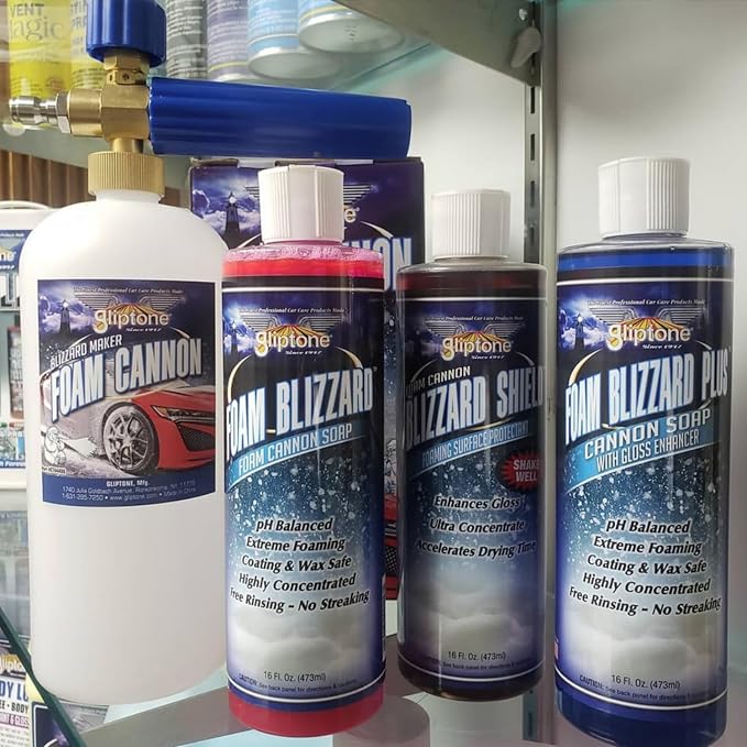Gliptone Blizzard Maker Foam Cannon, Professional Quality Foam Sprayer for Pressure Washers, Adjustable Spray Pattern & Dilution, 32oz Bottle, Max 2000 PSI for Thick Clinging Foam