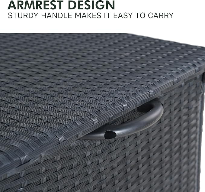 Grand patio Outdoor Storage Box 108 Gallon Wicker Storage Box for Garden Tools Pool Accessories Patio Furniture Cushions, Small Black
