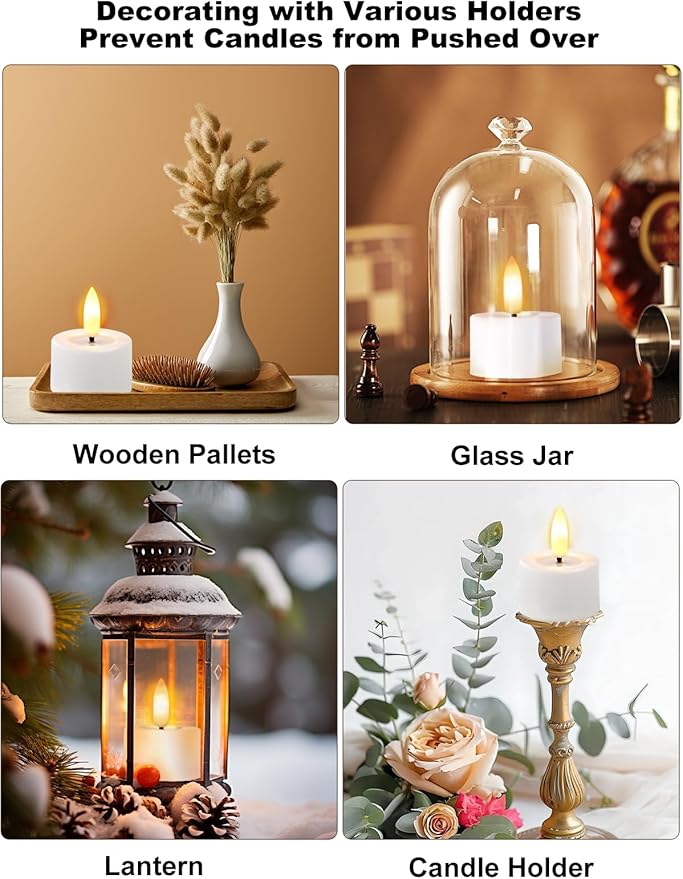 Rechargeable Flameless Tea Lights Candles with Timer Romote, 1.5"x 2" Small Votive Candle with USB Charging Base, Electric LED Candles for Wedding Centerpiece Table Decor (12 Pack)