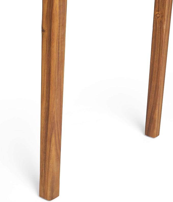 Polaris Outdoor Minimalist Acacia Wood Rectangle Bar Table - Teak Finish