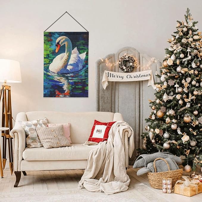 Swan Garden Flag 12x18 Inch Double Sided All-Weather Polyester Outdoor Flag For Patio Lawn Yard And Garden Welcome Decor
