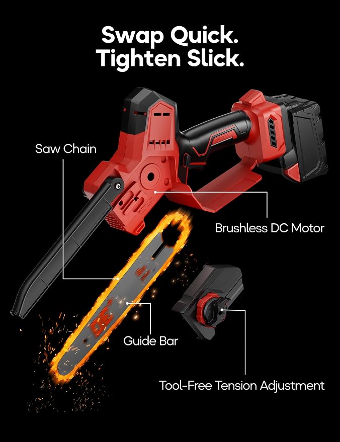 DeForce 2-in-1 Cordless Electric Pole Saw, for Milwaukee M18 18V Battery, Brushless 8" Mini Chainsaw for Tree Trimming, Battery Powered Pole Saw, 16 ft Max Reach, with Extension Pole(Bare Tool Only)