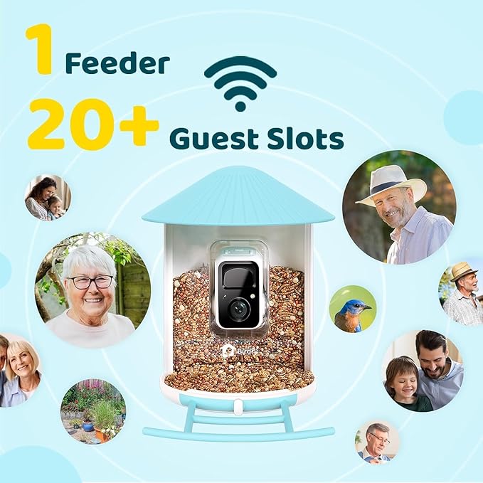 Birdfy Smart Bird Feeder with Camera Solar Power, Smart AI Birdwatching Camera, Auto Capture & Notify, Clear Day & Color Night Video & Pictures, Ideal Gift for Lover