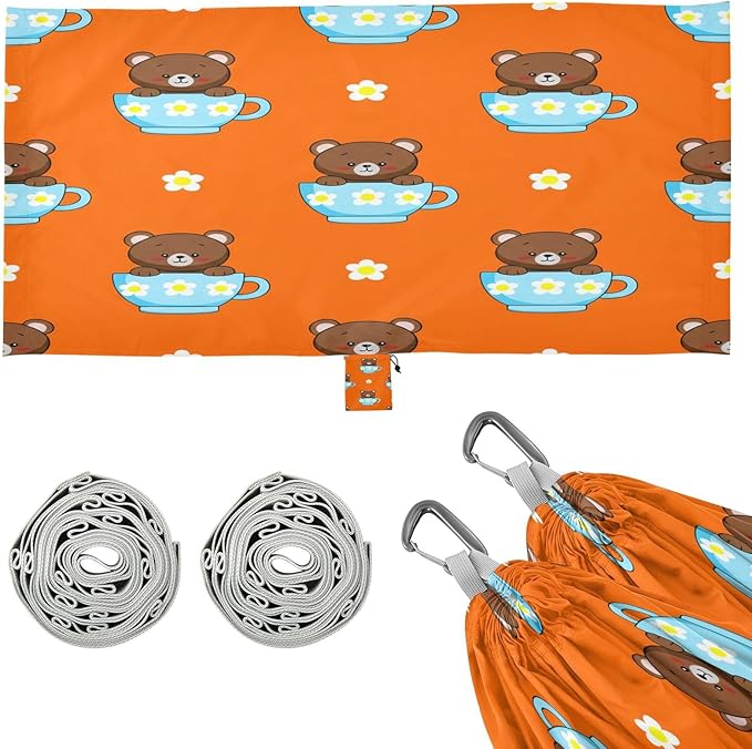 Hammocks for Outside Brown Animals Camping Hammock Portable Hammocks with Tree Straps and Carry Bag Camping Accessories for Hiking Beach Outdoor