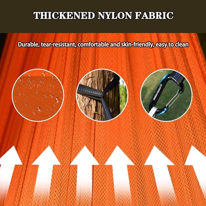 2 Pieces Double Hammocks, Garden Thickened Comfortable Hammock Chair, Tie Rope/Carabiner/Storage Bag, Load Bearing 200kg/440.9lbs