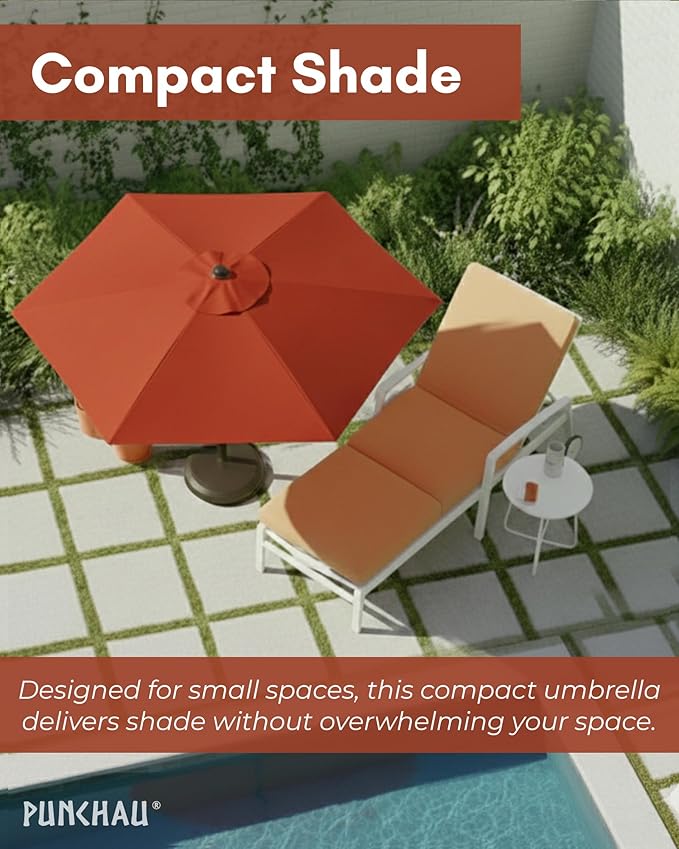 6 Ft Outdoor Patio Umbrella, Easy Open/Close Crank and Push Button Tilt Adjustment - Earth Red Market Umbrellas