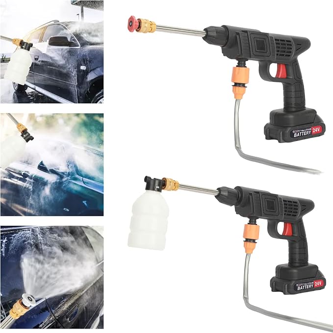 Cordless Pressure Washer, 24V Portable Power Washer with Copper Motor, 1500mAh Battery, 3 Spray Modes & Foam Jug, for Car Cleaning, Outdoor, Windows, Floors, Fences (Black)