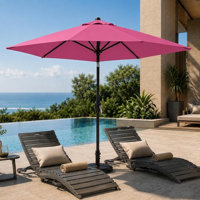 7.5ft Patio Umbrella, Outdoor Table Market Umbrella with Smooth Crank Lift, 6 Windproof Fiberglass Ribs, UPF50+ UV Protection for Deck, Pool, Garden and Backyard