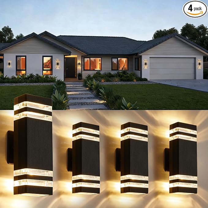 LMP LED Outdoor Wall Light, Aluminum IP65 Waterproof Porch Lights | Up and Down,3000K 5W G10 Bulbs Included,ETL Certified, Outside Wall Exterior Lighting Fixtures for House, Front Door, Garage