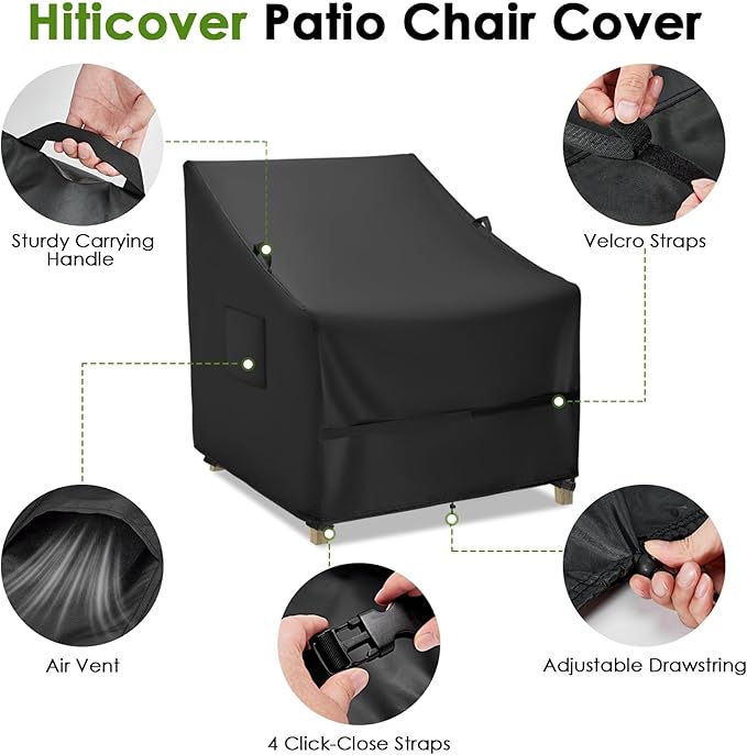 Outdoor Patio Chair Covers, 2 Pack Waterproof Lawn Chairs Covers for Outdoor Furniture, Outside Seat Chair Cover for Winter - 28 x 26 x 30 Inch