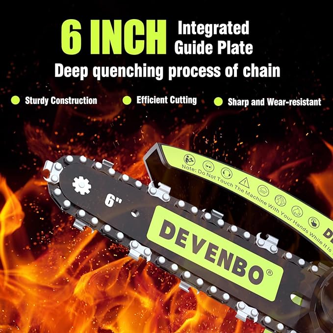 Cordless Mini Chainsaw 6 Inch, 800W Battery Powered Electric Hand Saw with 2000mAh Battery for Branch Cutting, Camping & Gardening, Gifts for Men Dad