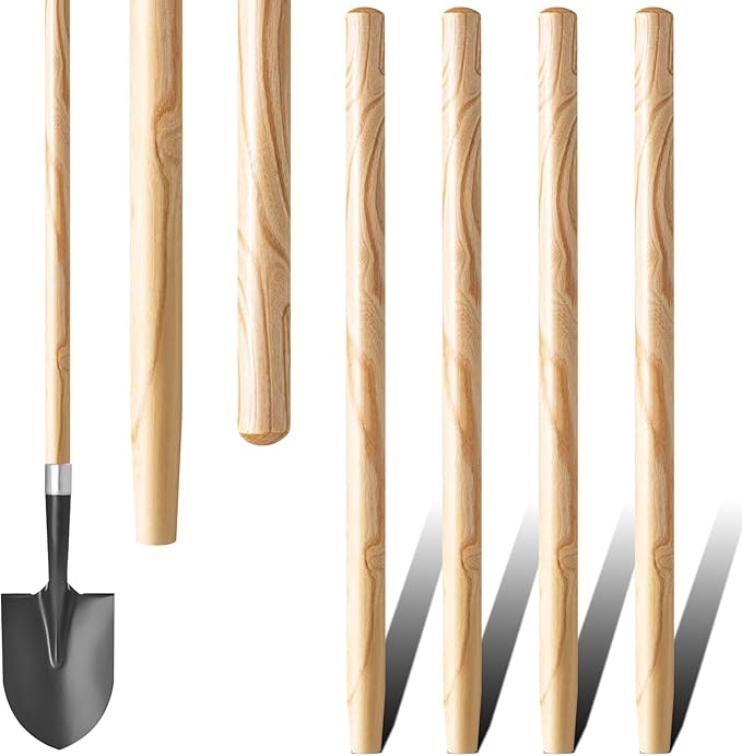 Menkxi 4 Pcs Wooden Shovel Handle Replacement 41" (104cm) for Long D Handle Shovels Garden Tool, 1-1/2" Diameter