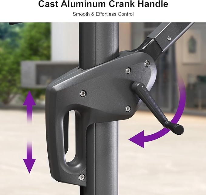 PURPLE LEAF 10' X 13' Double Top Cantilever Patio Umbrella Deluxe Large Outdoor Umbrella Rectangle Offset Umbrella with Fade Resistance for Garden Deck Pool Patio, Ash Mocha