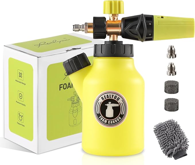 Realyou Foam Cannon for Pressure Washer up to 4500 PSI, Premium Foam Sprayer with Easy Foam Dispensing, Car Wash Sprayer with 1 Liter Bottle