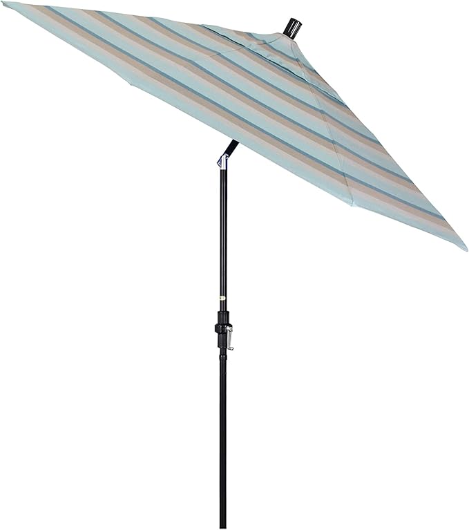 California Umbrella 9' Round Crank Lift, Collar Tilt, Aluminum Pole, Fiberglass Rib Patio Umbrella,