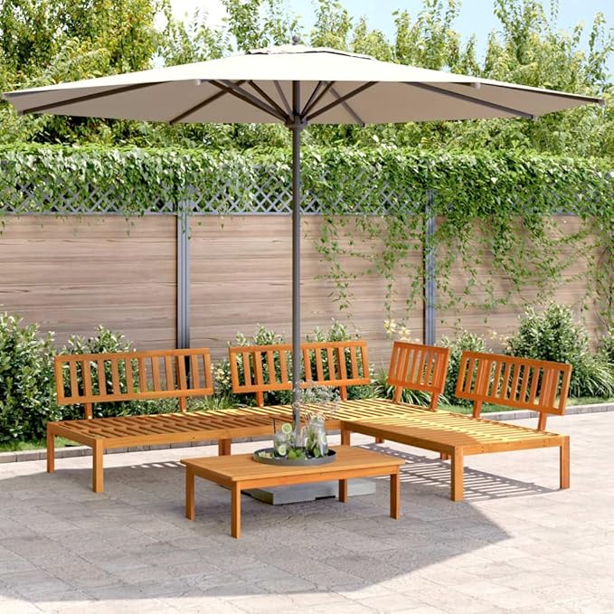 vidaXL Patio Pallet Sofa Set - 4 Piece Outdoor Conversation Set, Solid Acacia Wood, Brown, Modular Design for Garden, Patio, Terrace