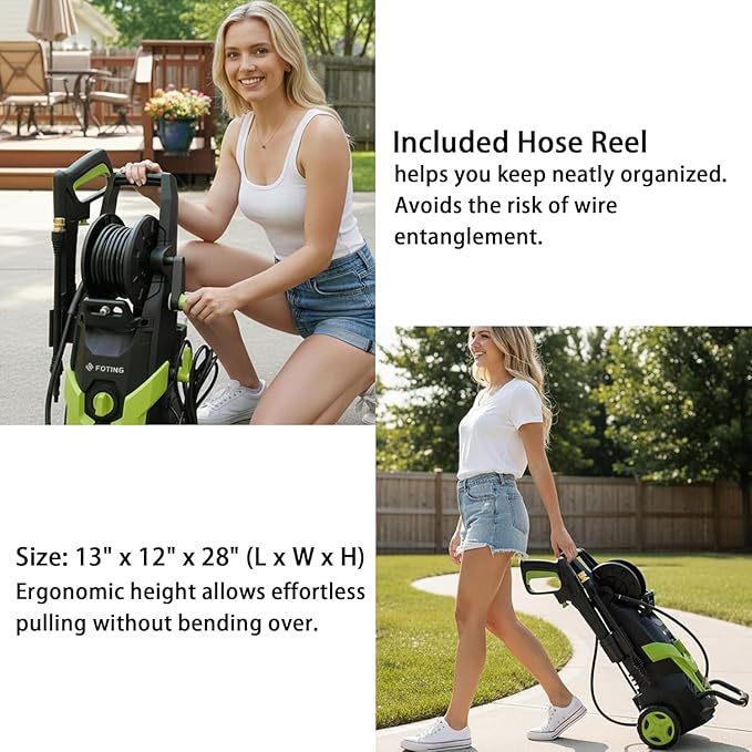 FOTING 2026new Pressure Power Washer 4800PSI with 4 Quick Connect Nozzles,Inlet Hose & Filter, Foam Cannon for Cars/Fences/Driveways/Patios/Home, Yellow