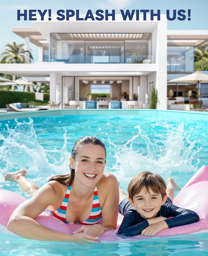 HeySplash Foldable Pool, Non-Inflatable Swimming Pool with Rigid Puncture-Proof Hard Composite Board, Kiddie Pool Outdoor Pool, Adults & Kids Pool for Backyard Garden Dog Pool 78"×53"×19", Ice Blue