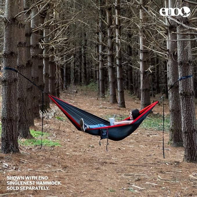 ENO Bundle, Includes The SingleNest Hammock & Atlas Suspension System, Lightweight, Durable Hammock with Straps for Camping, Hiking & Travel, Marine/Cedar