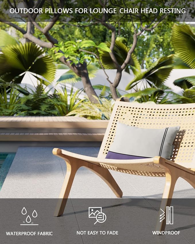 Outdoor Pillows Covers with Inserts Abstract Gemoetric Art Purple Color Block Waterproof Recliner Pillow with Adjustable Strap Throw Pillows for Patio Furniture Pool Lounge Chair, 11x16 inch, 1PCS