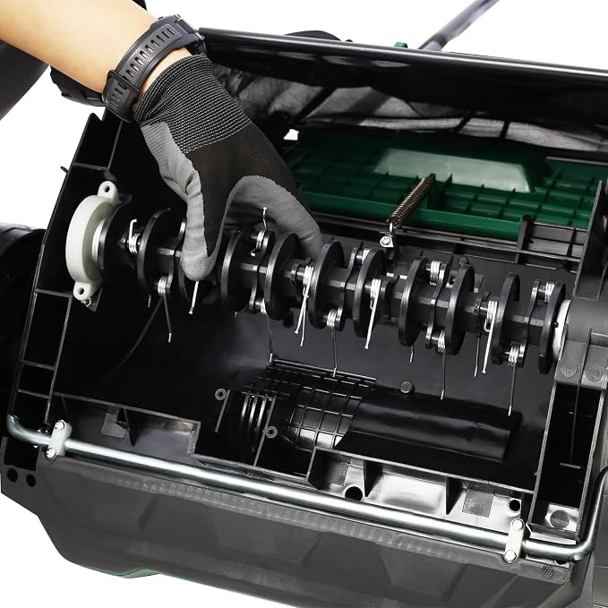 13" Electric Dethatcher and Scarifier 12 Amp Lawn Dethatcher with 31.7QT Collection Bag 2-in-1 Thatcher for Lawn Turf Vacuum for Artificial Grass Green