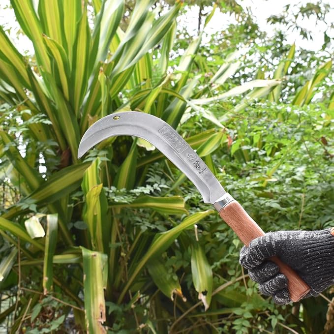 KEYI Carbon Steel Hook Brush Weeding Sickle, Cleaning Sickle, Garden Weeding Tool, Curved Machete, Tree Chopping Axe, Handheld Sickle - Suitable for Courtyard Gardens