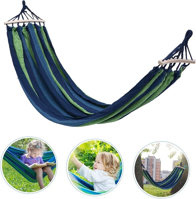 Garden Widened Canvas Hammock Portable Swing for Camping Outdoor Use Thickened Hanging Design for Adults Boys and Girls Easy Setup for Relaxation and Travel