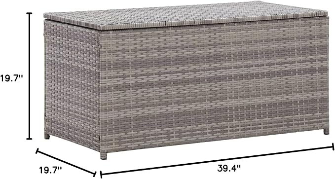 Patio Patio Storage Box，Pool Storage Boxes Outdoor Waterproof, Deck Decor Outdoor Bench, Patio Bench Outdoor Storage Box Poly Rattan 39.4"x19.7"x19.7" Gray