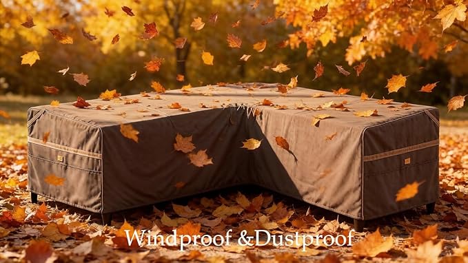 Heavy Duty Waterproof Outdoor V-Shaped Sectional Sofa Cover UV Resistant Patio Furniture Covers 115" W (on Each Side) x 33" D x 31" H Dark Grey