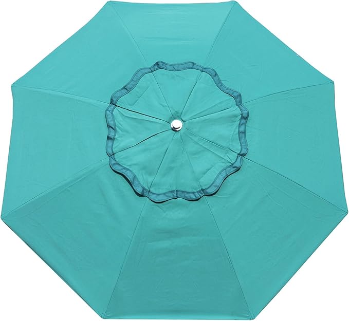 AMMSUN 7.8ft Seashore Umbrella, Outdoor Umbrella, Boho Patio Umbrella with UPF 50+ Air Vent Ash Wood Pole Carry Bag & Water-Resistant Canvas Teal Green