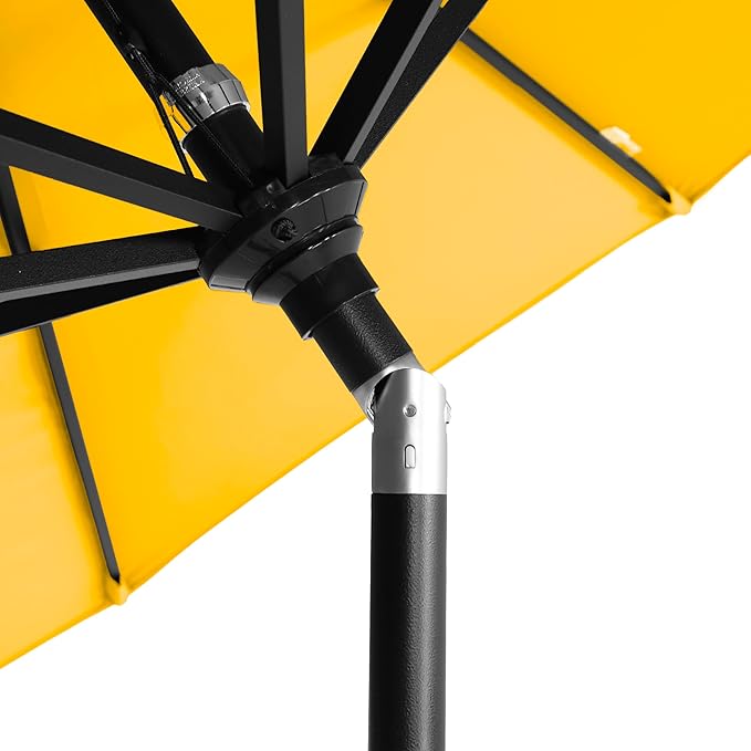 California Umbrella 5-Year-Non-Fading, 9Ft Premium Patio Umbrella, Hand-Crank, Button-Tilt, Black Frame, Solution Dyed Lemon Fabric