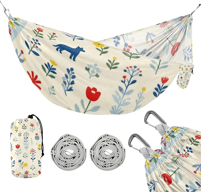 Floral and Pet Outdoor Hammock with Tree Straps Cloth for Outside Beach Patio Garden