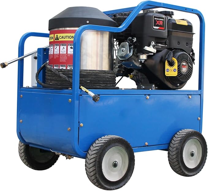 Hot Water Pressure Washer 4000PSI 4GPM,420cc 13.5HP Gas Engine with AR Pump, Commercial Heavy-Duty Power Washer for Trucks, Machinery, Concrete, Industrial Grease (Blue)