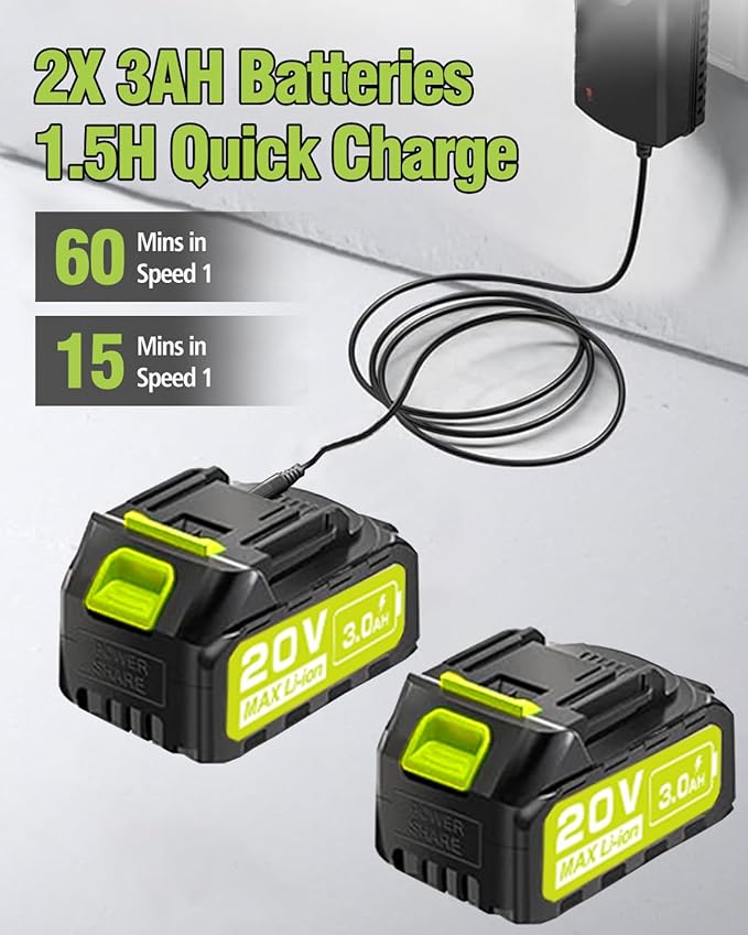 Portable Pressure Washer Cordless 2 Batteries - 1200PSI Brushless Battery Powered Power Washer with 6-in-1 Nozzle, Foam Cannon, 3 Power Level, Hand Held Pressure Washer for Cars Patio Driveway