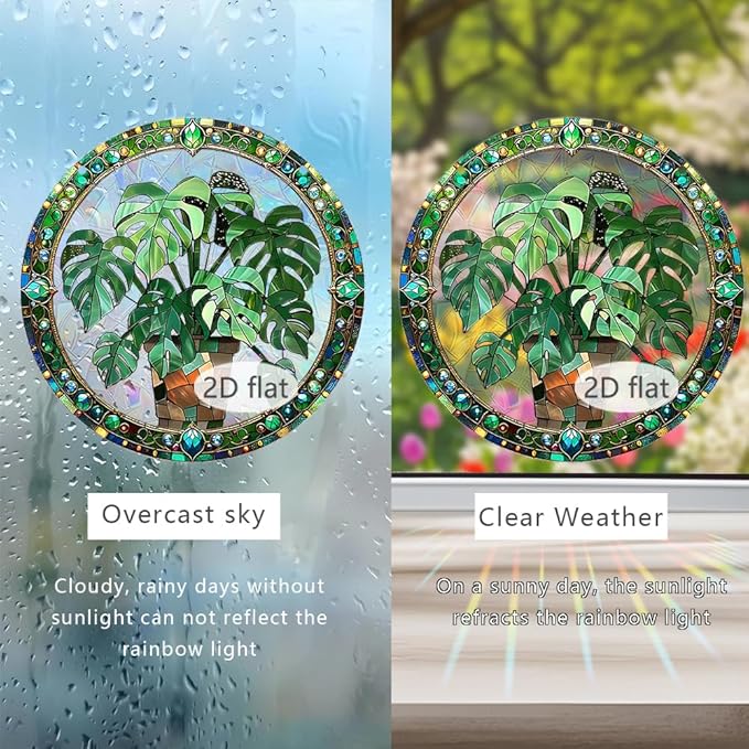 Acrylic Suncatcher Window Hanging, Leaf Sun Catcher Rainbow Indoor Window Decoration for Living Room Bedroom, Summer Home Balcony Ornaments Deco, 7.87 x 7.87 inches (64 Leaf)