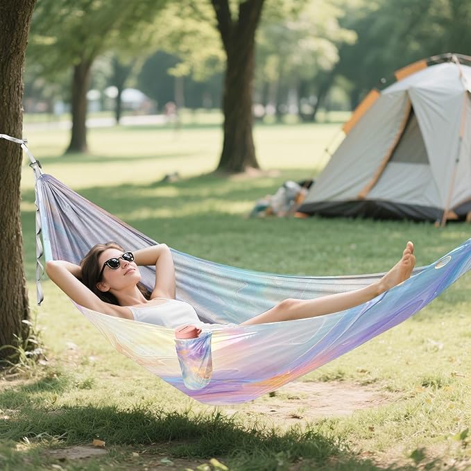 Hammocks for Outside Colorful Swirls Camping Hammock Portable Hammocks with Tree Straps and Carry Bag Camping Accessories for Hiking Beach Outdoor