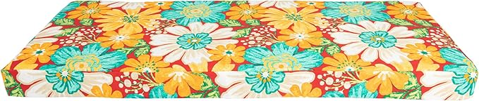 Magpie Fabrics Patio Bench Cushion Cover 45x18x3 Inch, NO Insert! Water Resistant UV Protection Outdoor Swing Loveseat Replacement Cover with Zipper (Embry Red Hibiscus)