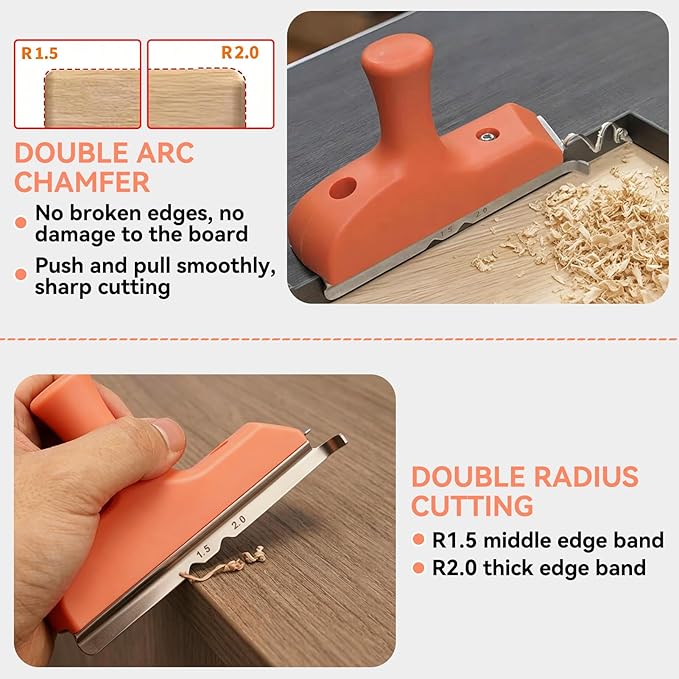 3 in 1 Edge Banding Trimmer with Sharp Stainless Steel Blades, Professional Woodworking Veneer Cutter with Ergonomic Grip for Veneer, PVC, and ABS on Straight, Curved, and Chamfered Edges