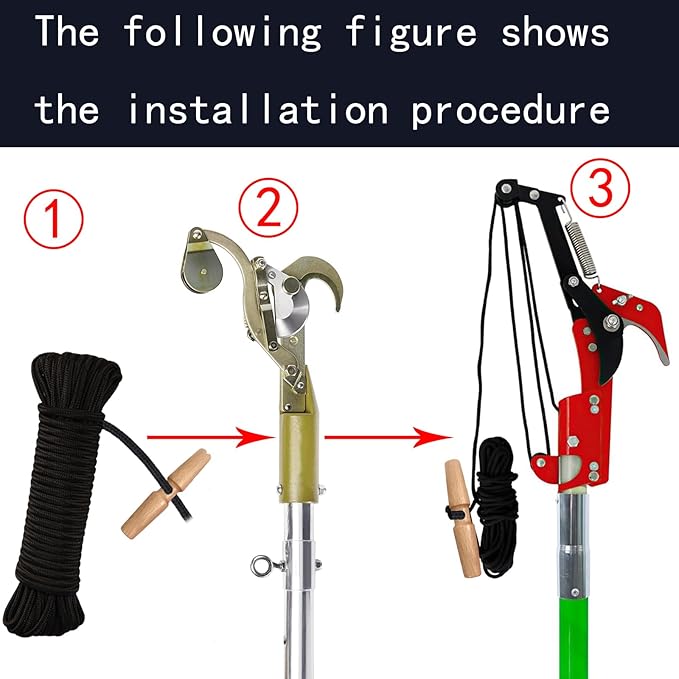 PR-20 Tree Pruner Rope Replacement for Jameson Fiscar Big Mouth Manual Pole Saw & Tree Pruner, 20 Feet Long with a 5/16 Inch Diameter with Wooden Handle