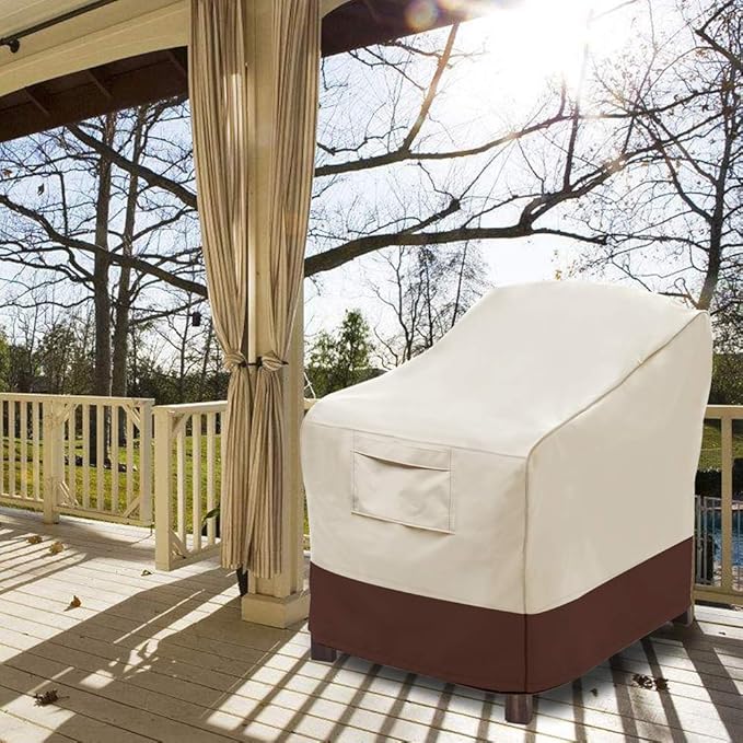 Vailge Patio Chair Covers, Lounge Deep Seat Cover, Heavy Duty and Waterproof Outdoor Lawn Patio Furniture Covers (2 Pack - Medium, Beige & Brown)