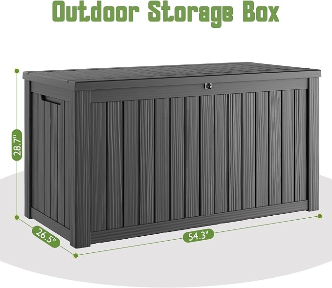 Bifanuo Outdoor Storage Deck Box, Dark Gray, Waterproof, Large Capacity, Versatile for Deck, Garden, and Indoor Use