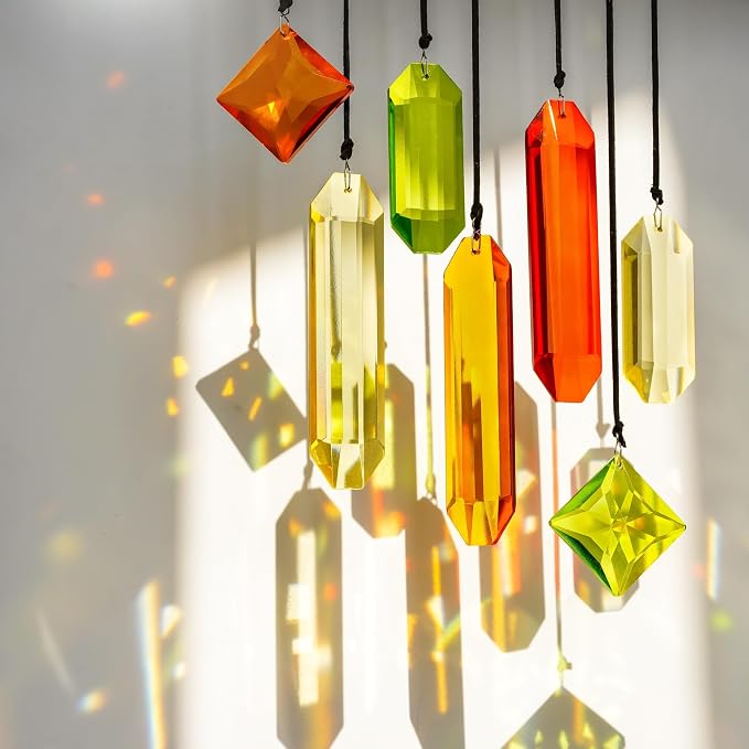 7PCS Crystal Prisms Suncatcher for Window Hanging (Season Design) | Rainbow Maker,Sun Catchers Indoor Window, Home Garden Thanksgivng Day Christmas Decorations,Gift For Women,Fall Decor