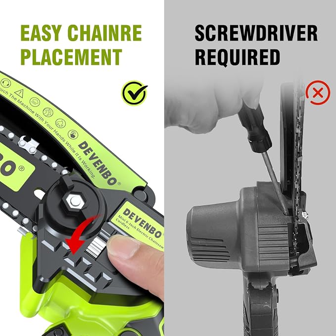 Cordless Mini Chainsaw 6 Inch, 800W Battery Powered Electric Hand Saw with 2000mAh Battery for Branch Cutting, Camping & Gardening, Gifts for Men Dad