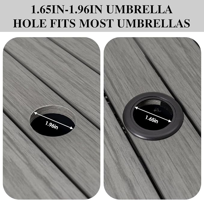 Sundale Outdoor Umbrella Stand with 2 Weight Bags, Patio 22 in Wicker Side Table with Umbrella Hole, All Weather Small Rattan Umbrella Base for Deck Yard Poolside Porch, Charcoal Gray