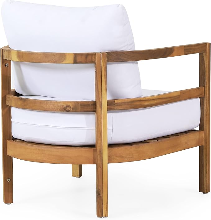 Merax Outdoor Patio Club Chair,Set of 2,Acacia Wood Frame Conversation Set with Thick Cushion for Porch,Modern Style