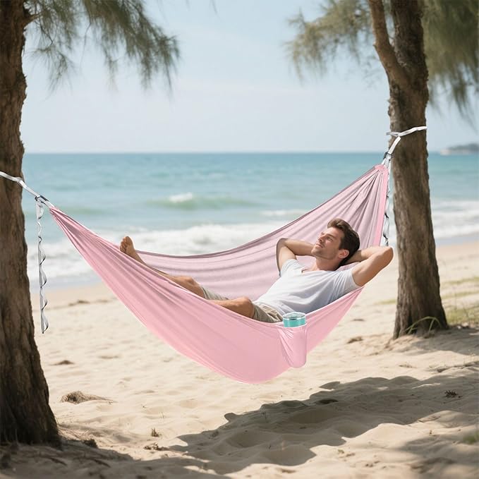 Pink Solid Color Pure Plain 330lb Capacity Hammocks with Portabl Carry Bag Indoor Hammock for Indoor Outdoor Patio sillas para acampar