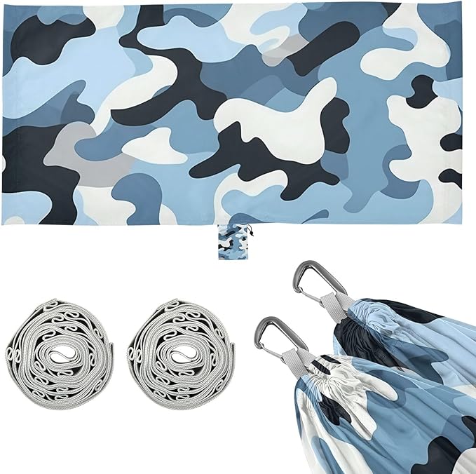 Camouflage Blue 330lb Capacity Outdoor Hammock with Hanging Rope Swing Hammock for Outside Beach Patio Garden amacas para patios con Base de adultos